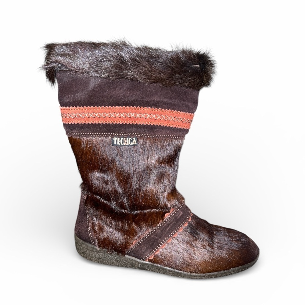 Vintage Tecnica Womens EU 38 US 7 Brown Goat Hair Insulated Winter Boots